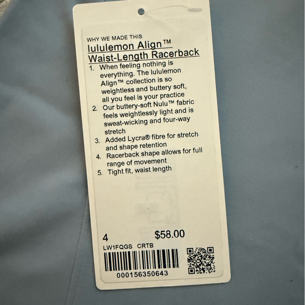 Lululemon Align Waist-Length Racerback Tank Top Concrete Blue - Picture 4 of 5